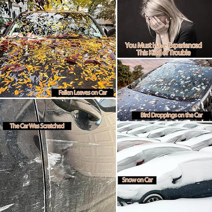 16-Layer 600D Heavy Duty Universal Full Car Cover for Outdoor & Indoor Use - All Weather Sun UV Rain Snow Dust Proof, Waterproof Scratch Resistant, Fits Hatchback Body Length Up to 181" /15 ft