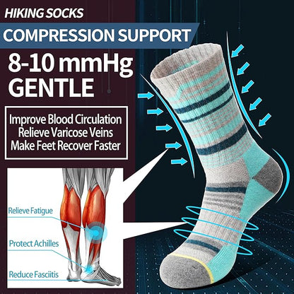 Anlisim Merino Wool Hiking Socks for Women Thermal Winter Warm Boot Work Cushion Socks 5 Pairs