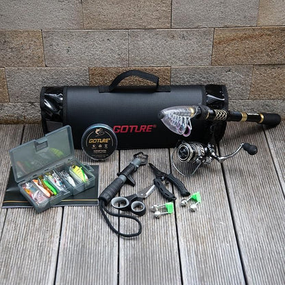 Goture Fishing Rod and Reel Combos,1.8M-2.7M Telescopic Fishing Pole Spinning Reel Line Lures Set with Carrier Bag,Telescopic Rod Kit for Starter Travel Saltwater Freshwater Gear Gift