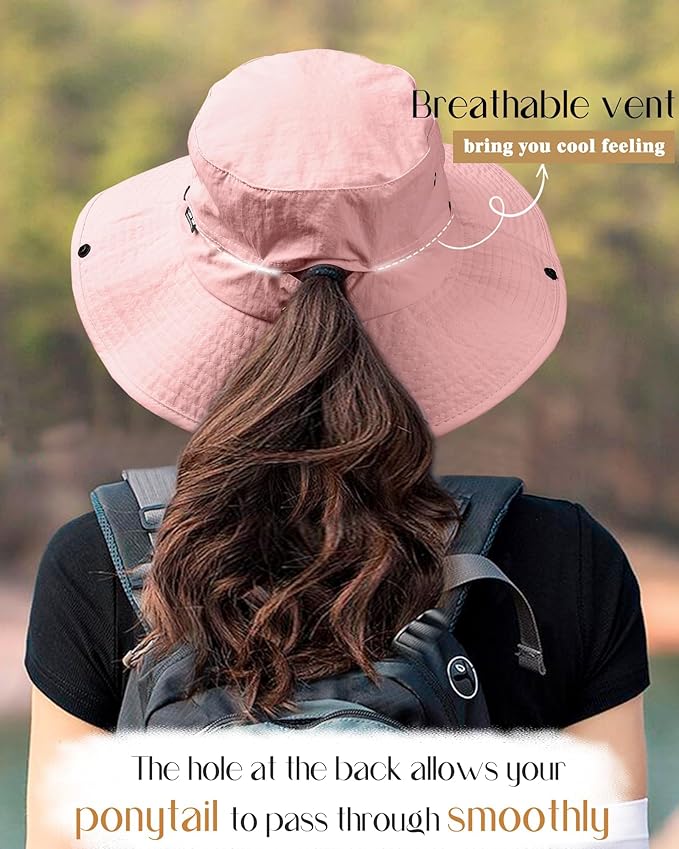FURTALK Sun Hats for Women Ponytail UPF 50+ Beach Summer Hat Wide Brim Packable Cowboy Hat