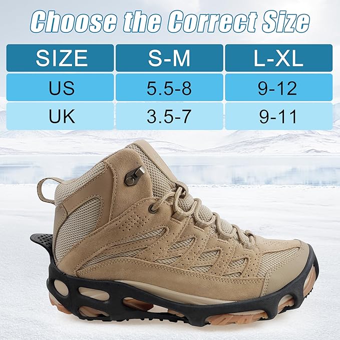 Spikeless Ice Cleats for Boots and Shoes Slip On Traction Cleats Crampons Traction Devices Aids Rubber Footwear for Snow and Ice Winter Walking Indoor Outdoor Men Women