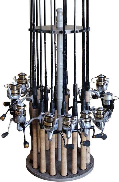 Rush Creek Creations | Fishing Rod Holder for 16 Fishing Poles, Garage Organization and Storage, for Reels, Gear, Accessories, Tackle Box