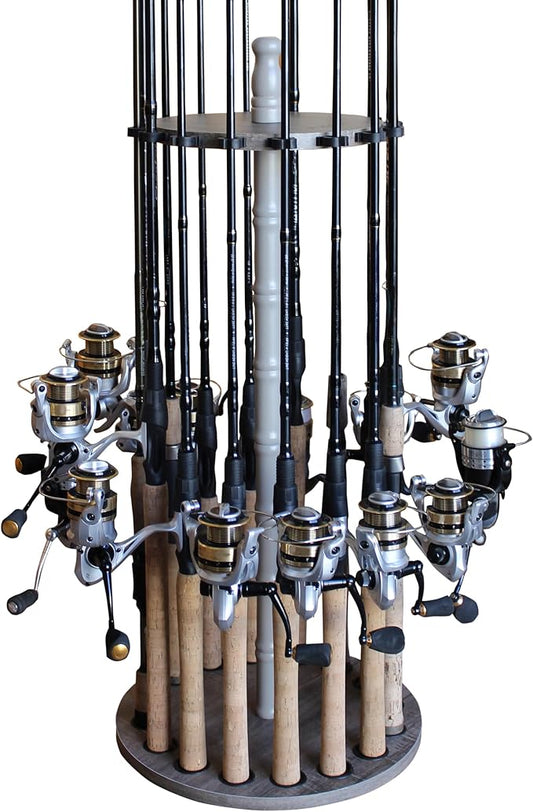 Rush Creek Creations | Fishing Rod Holder for 16 Fishing Poles, Garage Organization and Storage, for Reels, Gear, Accessories, Tackle Box