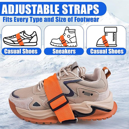 Ice Cleats Snow Traction Cleats for Boots and Shoes Mid-Sole Non Slip Crampons with Adjustable Straps 7 Tungsten Studs for Secure Grips Rotatable Traction Aids Walking on Snow and Ice