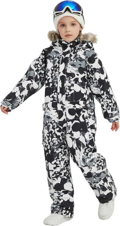 Kids Girls Boys Waterproof Colorful One Piece Snowsuits Coveralls Ski Suits Jackets Winter Jumpsuits