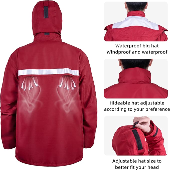 Coralrain Rain Suit Safety Waterproof Rain Jacket and Trouser Suit Raincoat With Hood lining For Men Women Adults Breathable
