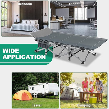 ABORON 2PK Folding Camping Cot for Adults, Double Layer 1200D, 500lb Capacity, Heavy Duty Guest Cot with Mat & Carrying Bag for Indoor & Outdoor Use