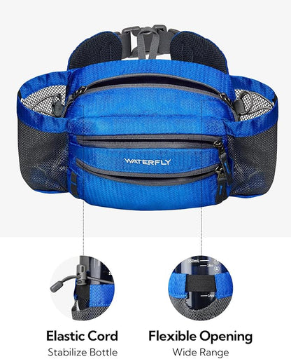WATERFLY Fanny Pack Waist Bag: Waist Pack for Women Men with Two Water Bottle Holder Hiking Fanny Pack for Running Walking DogWalking Travel Cycling