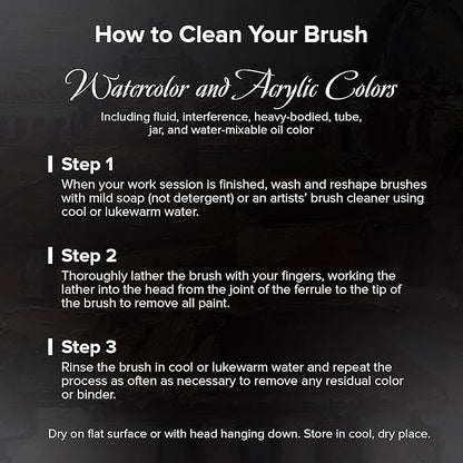 Silver Brush Limited BV-3053S Black Velvet Short Handle Script Liner Brushes, Mixed Filament With Very Soft Tips, 4pc Professional Artist Painting Bundle for Watercolors, Gouache, Dyes & Silk Painting