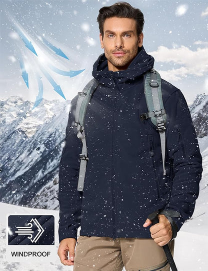 CRYSULLY Men's Military Tactical Sport Warm Fleece Hooded Outdoor Adventure Jacket Coats