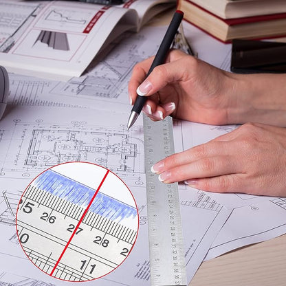 Metal Ruler With Cork Backing: 10 PCS 18 Inch Stainless Steel Non-Slip Rulers With Inch and Centimeters