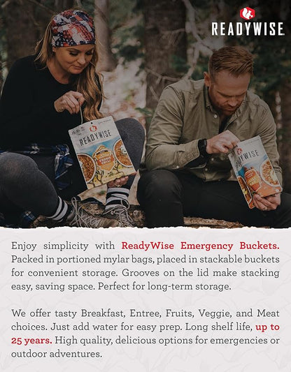 ReadyWise Emergency Food Supply - 360 Servings, 3 Buckets, Freeze Dried & Dehydrated Package of Long Term Meals, Survival Kit for Camping, Prepper Food Storage Supplies, up to 25 Year Shelf Life