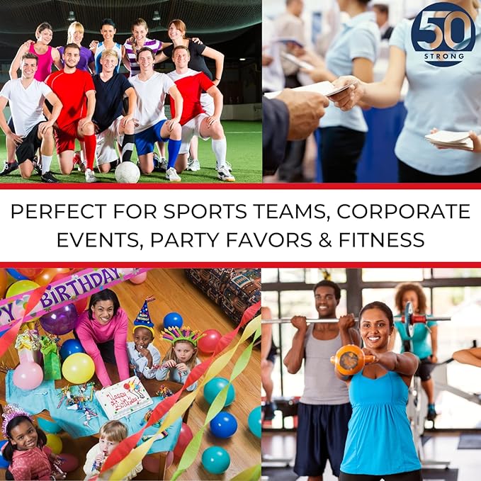 50 Strong Bulk Water Bottles | 24 Pack Sports Bottle | 22 oz. BPA-Free Easy Open with Pull Top Cap | Made in USA | Reusable Plastic Water Bottles for Adults & Kids | Top Rack Dishwasher Safe