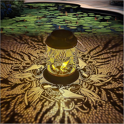 Solar Lantern Outdoor Frog Garden Decor, IP65 Waterproof Hanging Solar Powered Lights Birthdays Gifts for Women Mom, Metal Decorative Light for Patio Yard Lawn Porch Backyard Christmas