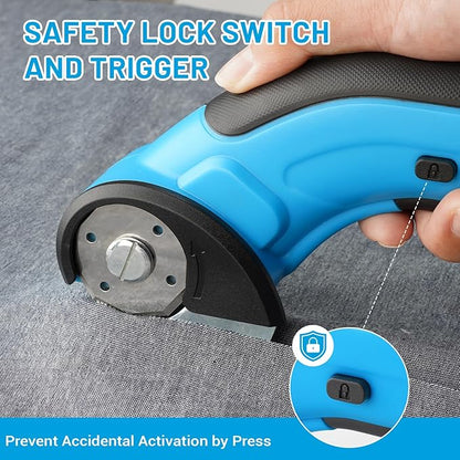 Cordless Cardboard Cutter, 4V Electric Scissors for Carpet and Leather, Box Cutter Tool with Safety Trigger, Powerful Rotary Cutter for Cutting Cardboard, Paper, Plastic