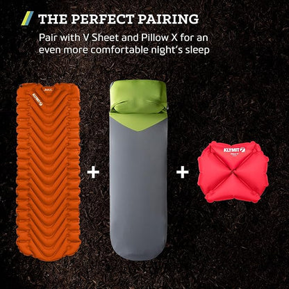 KLYMIT Static V Lightweight Inflatable Sleeping Pad | Comfortable, Lightweight, Easy to Inflate Portable Air Bed Mattress for Camping, Backpacking and Hiking — Orange