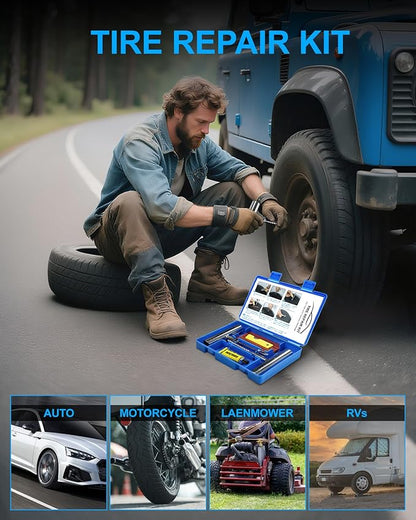 Tire Repair Kit with Plugs, Tire Plug Kit Heavy Duty Professional for Car, ATV, Motorcycle, Truck, Flat Tire Emergency Repair (Boxed Type - 16 PCs)