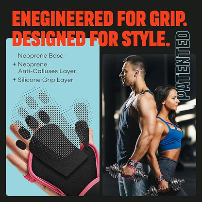 MAVA Open Gym Gloves for Men & Women; Padded Weight Lifting Gloves with Wrist Support for Comfort, Protection; Strong-Grip Fingerless Workout Gloves for Men & Women; Anti-Sweat Gym Accessories