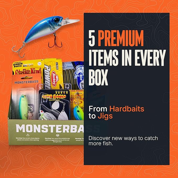 MONSTERBASS Fishing Mystery Box, Bass Fishing Kit - Best Lures Kit, Biggest & Best Tackle Mystery Box for Catching Smallmouth & Largemouth Bass