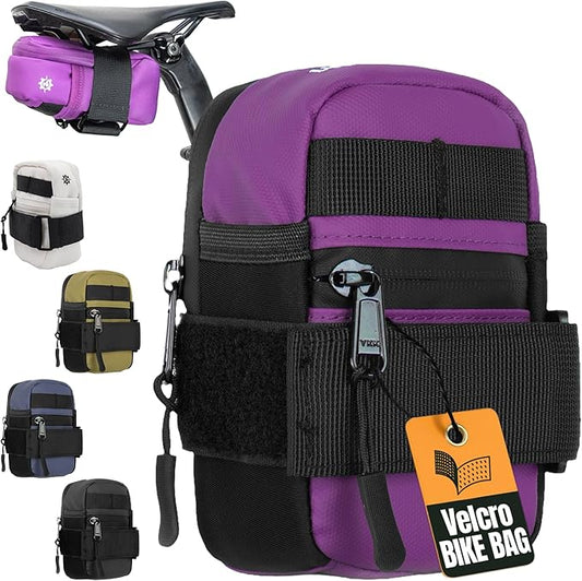 Lumiere & Co. Bike Saddle Bag – Ultra Small (0.2L) & Medium (0.5L) Options | Sleek Minimalist Design, Secure Hook & Loop Strap