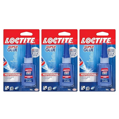 Loctite Super Glue Professional Liquid, Clear, 0.7 fl oz Bottle, 3 Pack - Superglue for Plastic, Wood, Metal, Crafts & Repair, Cyanoacrylate Adhesive Instant Glue, Quick Dry