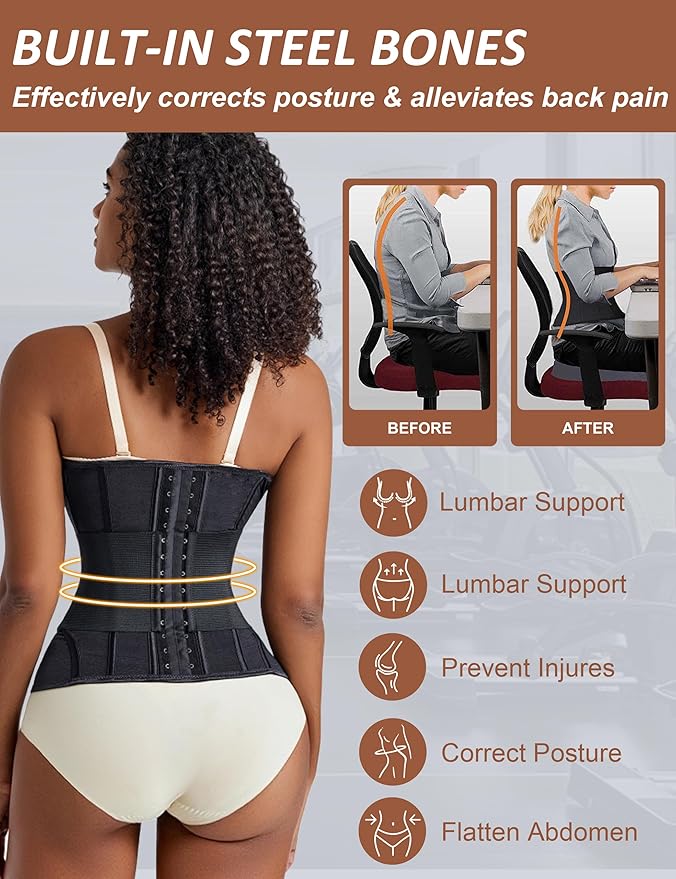 GainKee Waist Trainer Corset for Women Tummy Control Waist Cincher Trimmer Body Shaper Workout Girdle Belly Band