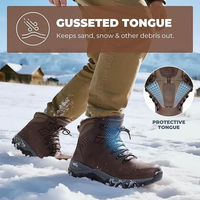 NORTIV 8 Mens Hiking Winter Snow Insulated Waterproof Outdoor Boots