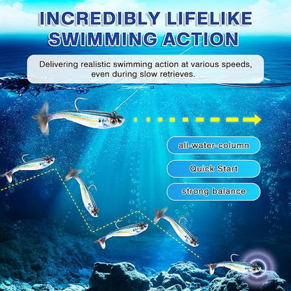2.5/3.5In Swim Baits for Bass Fishing, Pre-Rigged Jig Heads Soft Plastic Walleye Fishing Lures, Paddle Tail Swimbaits for Bass Fishing, Fishing Bait for Freshwater Saltwater Gifts