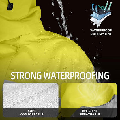 Coralrain Rain Suit Safety Waterproof Rain Jacket and Trouser Suit Raincoat With Hood lining For Men Women Adults Breathable