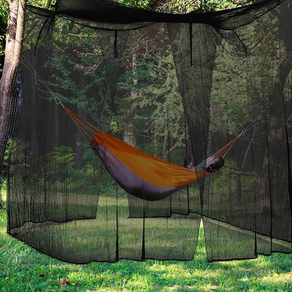 Tranqun 2 Pcs Mosquito Netting for Patio, Ultra Large Mosquito Net l 87 x W 87 x H 71 Inch for Bed with 2 Side Openings 16 Hanging Loops for Camping Home Outdoor Travel Dormitory Decor (Black)