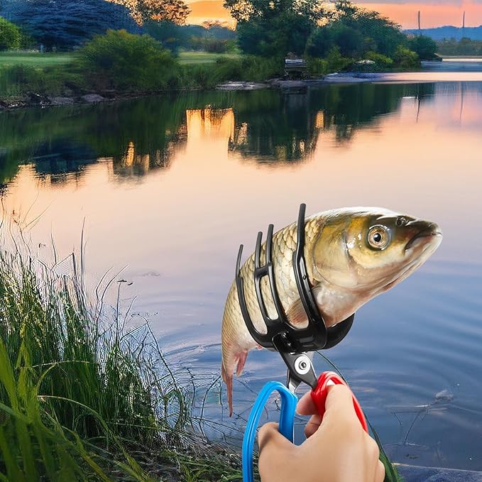 2 PCS Fish Gripper, 3 Claw Fish Grippers for Fishing Pliers, Metal Control, Multi 3 Teeth Clamp Claw Grabber Tool for Most Freshwater Hook Remover, Tackle Holder