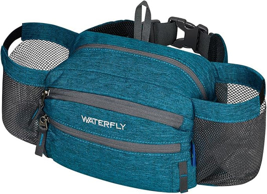 WATERFLY Fanny Pack Waist Bag: Waist Pack for Women Men with Two Water Bottle Holder Hiking Fanny Pack for Running Walking DogWalking Travel Cycling