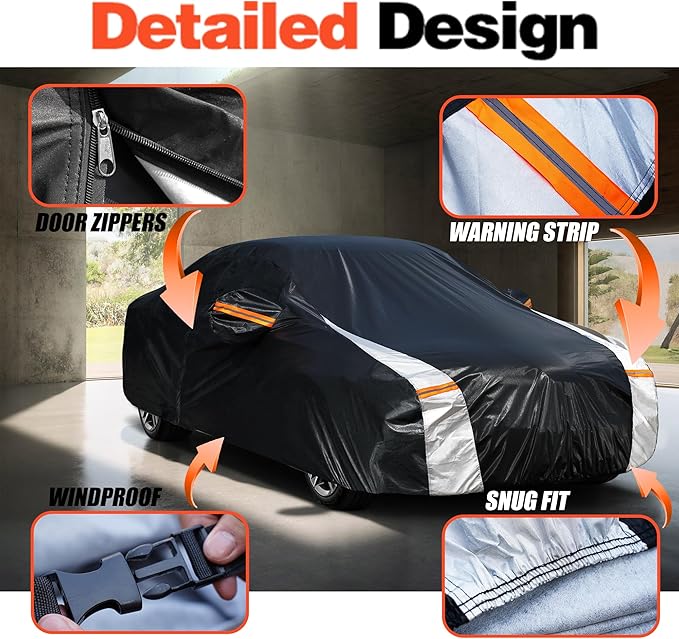 Hyundai Elantra Car Cover 100% Waterproof All Weather, Gift with Towel, 10 Layers Sedan Car Cover Custom Fit 1995-2026 Hyundai Avante/Elantra, Outdoor Covers Rain Sun UV Protection with Door Zipper.