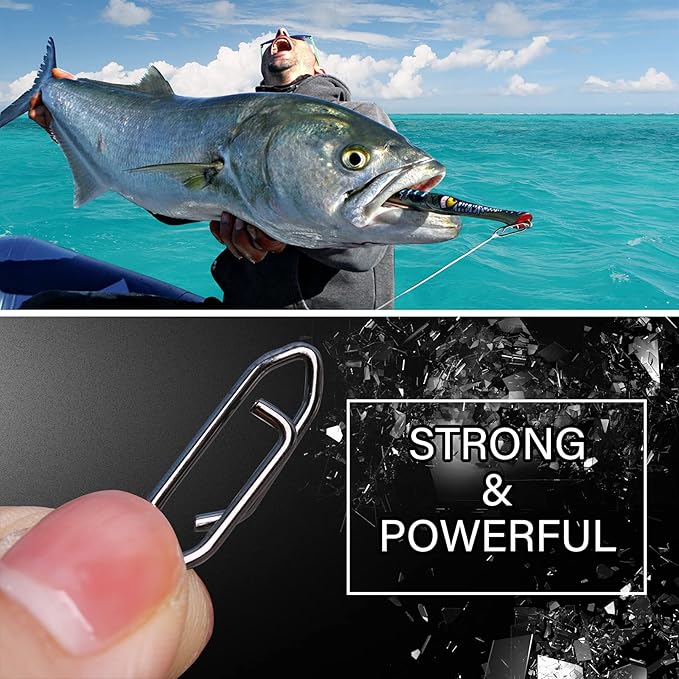 Atibin Stainless Lock Snaps Swivel Steel Saltwater Connector Fishing Snap Line High Strength Fishing Clip Power Lure Connector