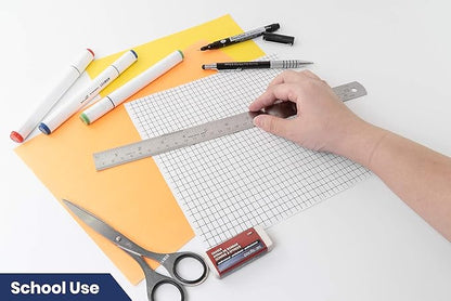 Pacific Arc 12 Inch Stainless Steel Ruler with Inch/Metric Conversion Table