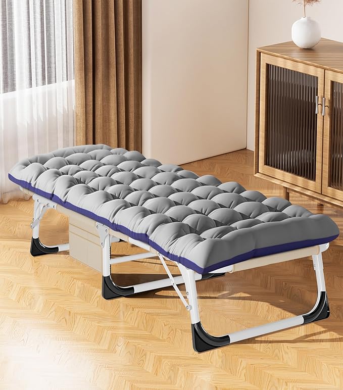 ABORON Folding Camping Cot for Adults, Double Layer 1200D, 500lb Capacity, Heavy Duty Guest Cot with Mat & Carrying Bag for Indoor & Outdoor Use