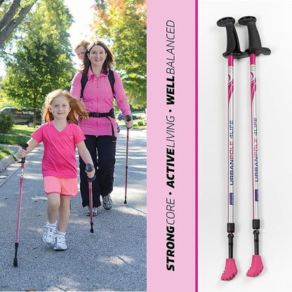 Urban Poling 4LIFE Urban Poles – 1 Pair – Fitness Edition – Patented Ergonomic CoreGrip™ for Stability – Adjustable, Collapsible, Lightweight for Comfort