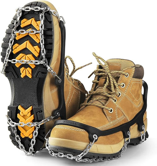 Ice Cleats for Shoes and Boots Traction Cleats Men Women Boot Chains Crampons for Anti Slip Outdoor Shoveling Hiking Walking on Snow and Ice