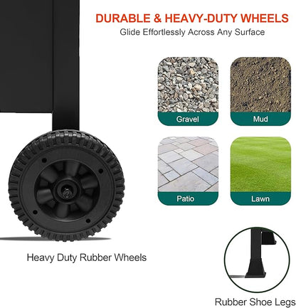 Brand-Man 3-Burner Propane Gas Grill, 27,000 BTU BBQ Grill with Porcelain-Enameled Grates, Built-In Thermometer, Side Shelves, Heavy-Duty Wheels – Outdoor Grill for Patio, Backyard & Garden