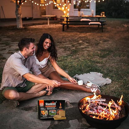 Stanbroil 48 pcs Fire Starters, Natural Charcoal Square Fire Starters Super Fast Lighting Perfect for Barbecue Grills, Smokers, Wood Stove, Campfires and Outdoor Fireplaces