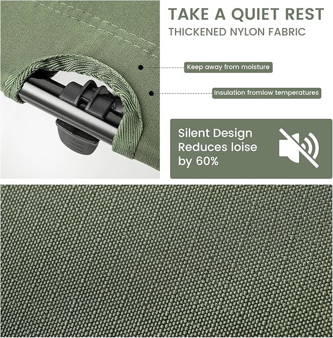 Ultralight Camping Cots for Adults, Portable Folding Bed, Tent Cot Lightweight Travel, Camping, Hiking, Backpacking, Mountaineering, Army Green