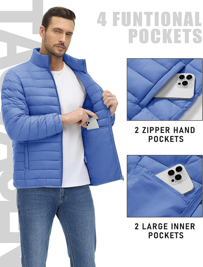 TACVASEN Men's Lightweight Puffer Jacket Winter Quilted Puffy Jackets Warm Water-Resistant Windproof Insulated Coats
