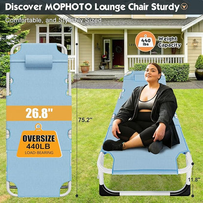 MOPHOTO Tanning Chair, Outdoor Sunbathing Lounge Chair 5-Position, Folding Chaise Lounger, Sun Tanning Lounger with Face Hole, Perfect for Pool Beach Patio
