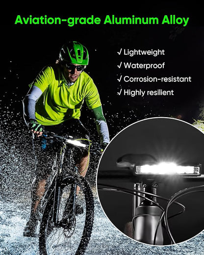 Super Bright LED Bike Light for Night Riding - 1800 Lumen USB-C Rechargeable - IPX5 Waterproof Bicycle Headlight for MTB, Road Cycling & Night Commuting