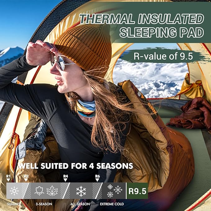 Elegear Self Inflating Sleeping Pad, 3.15" Ultra-Thick Memory Foam Camping Pad with Pillow Fast Inflating in 20s Insulated Camping Mattress Pad 4-Season Camp Sleeping Mat for Camp/Travel/Car/Tent