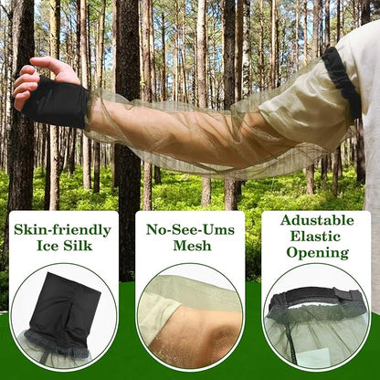 South to East Premium Mosquito Sleeves for Insect, Pack of 2, Fly & Bug Protection | No-See-Um Net for Camping, Hiking, Fishing, Gardening, Safari, Adjustablbe Arm Nettng for Adults, 1 Carrybag