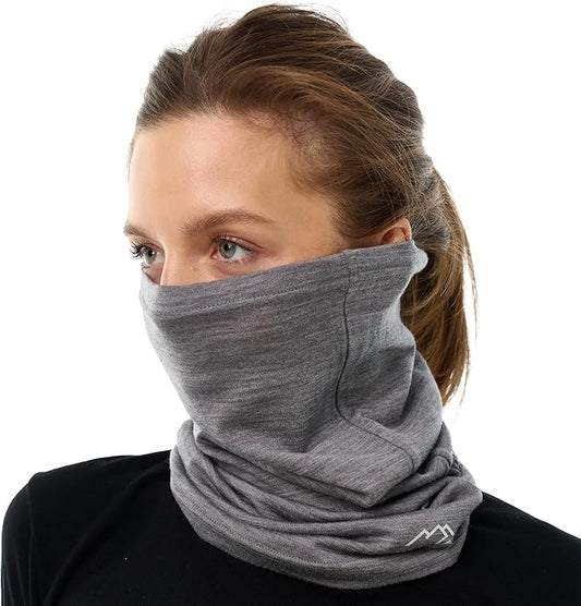 Merino.tech Merino Wool Ski Neck Gaiter - Face Mask Neck Warmer for Men & Women
