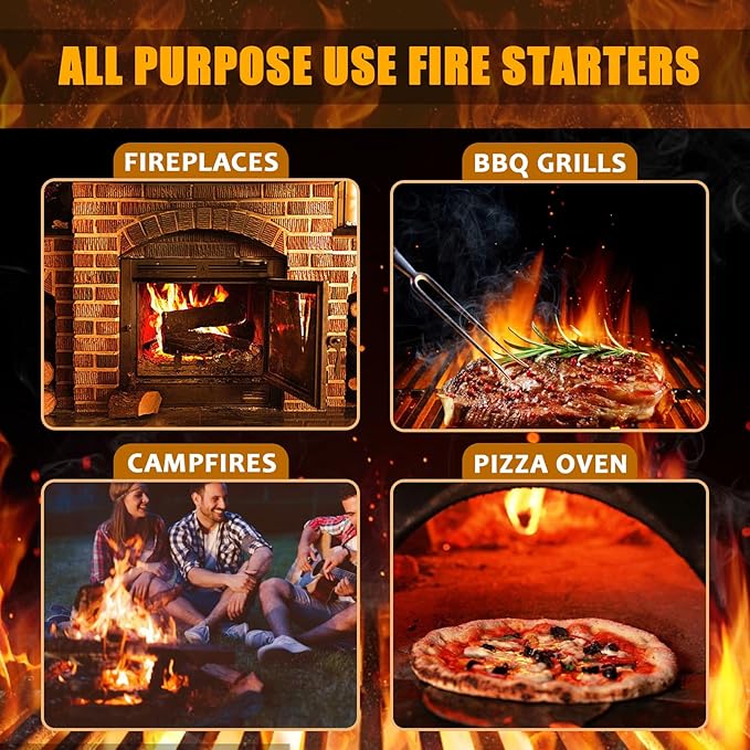 Realcook Natural Fire Starters for Fireplaces: Upgraded 108 Quicker & Safer Firestarter Cubes