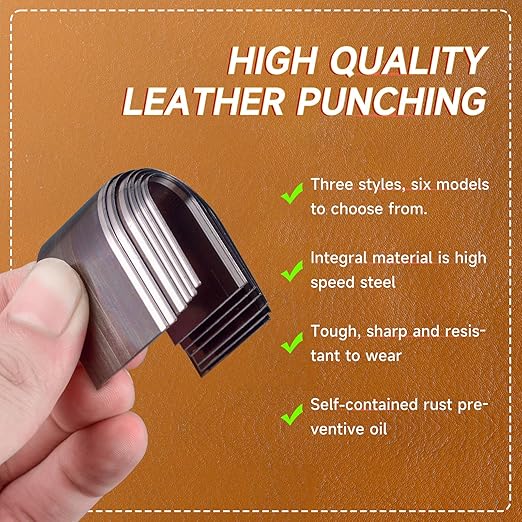 Leather Circle Cutter Tool Set, 27 Pieces, High Carbon Steel Round Cutting Dies, Hole Punch Kit with15MM, 20MM, 25MM, 30MM, 35MM, 38M Dies for DIY Leather Craft