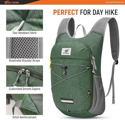 SKYSPER Foldable Hiking Backpack - 10L Small Lightweight Daypack Breathable Travel Backpacks for Men Women